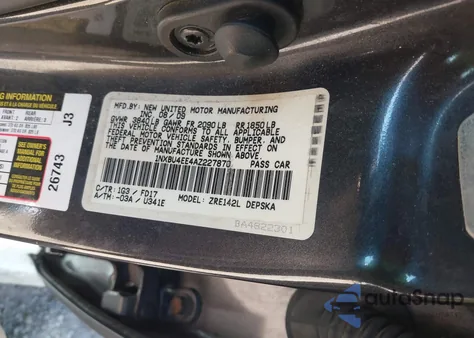 2010 Toyota Corolla S z USA, uszkodzony, nr VIN 1NXBU4EE4AZ227870